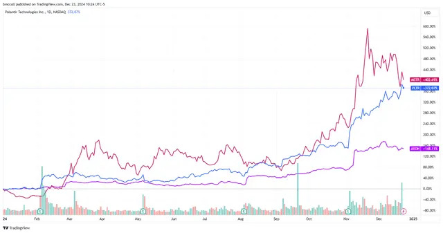 Palantir, MicroStrategy, Axon Stocks Fall on Their First Day in Nasdaq 100